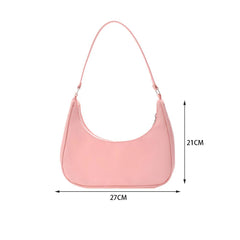 Women Casual Underarm Hobos Bag Zipper Small Purse Top-handle Handbag