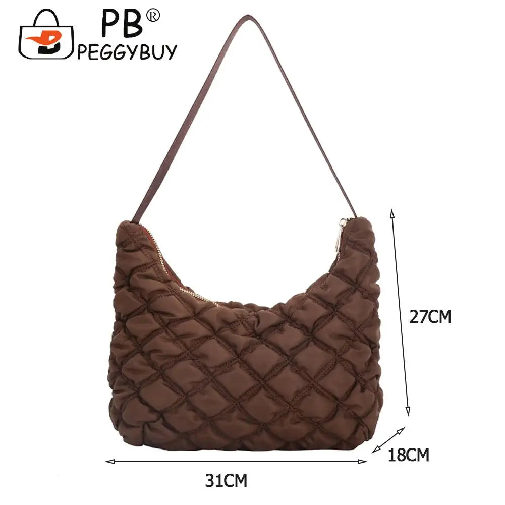 Quilted Cotton Padded Shoulder Bag Travel Zipper Mini Handbags