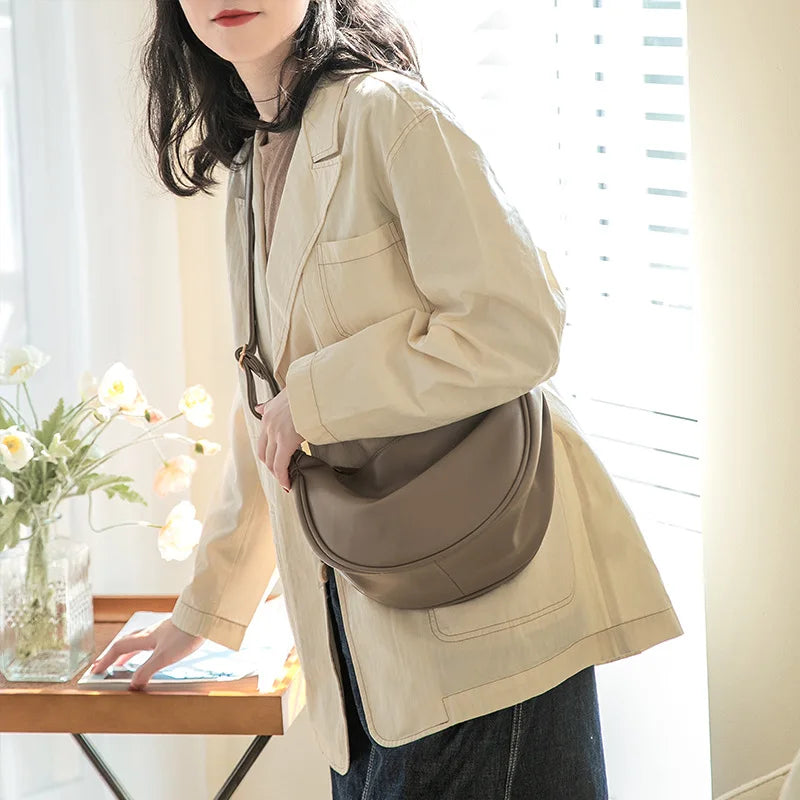 Women Shoulder Bag Dumpling Crossbody Bags PU Leather Handbag Travel
