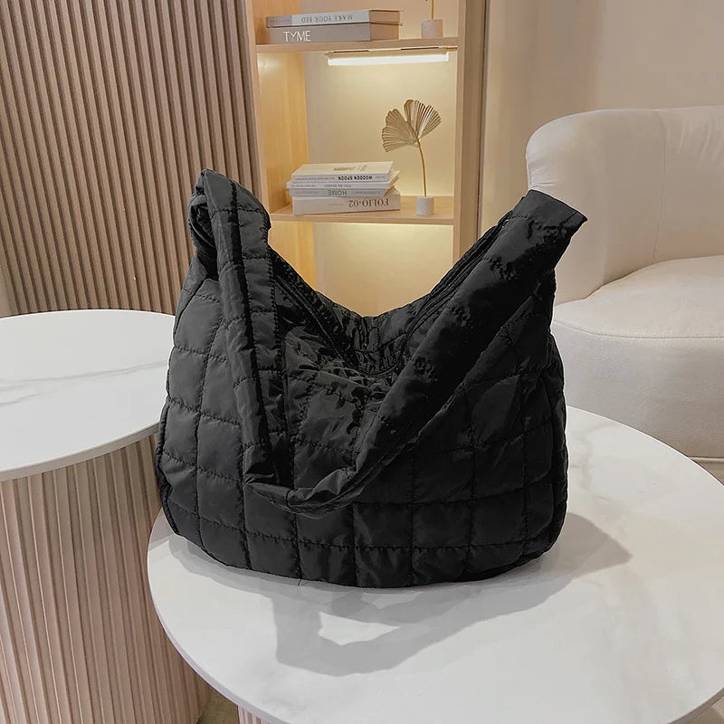 Women Shoulder Bag Large Quilted Handbags High Capacity Tote Bag Solid Hobo Bags