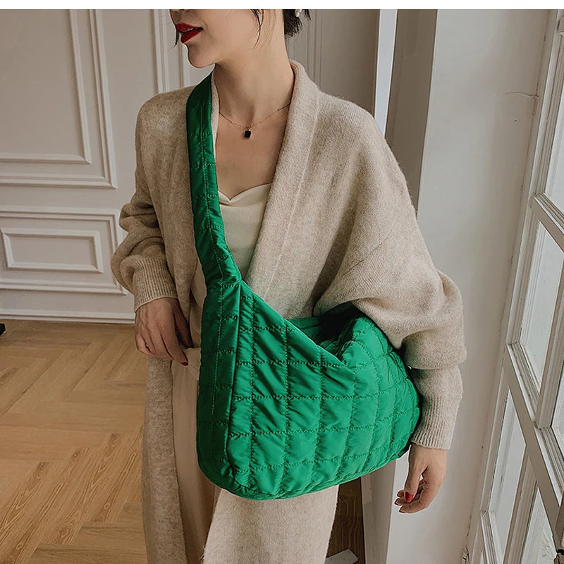 Women Shoulder Bag Large Quilted Handbags High Capacity Tote Bag Solid Hobo Bags