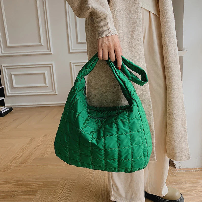 Women Shoulder Bag Large Quilted Handbags High Capacity Tote Bag Solid Hobo Bags