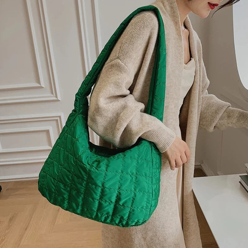 Women Shoulder Bag Large Quilted Handbags High Capacity Tote Bag Solid Hobo Bags