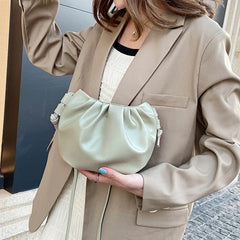 New Women Shoulder Bag Solid Crossbody Mini Zipper Cloud Bag