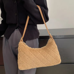 Soft Fluffy Rhombus Shoulder Bag Winter Handbag