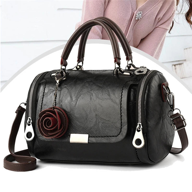 Flower Pendant Shoulder Bag Ladies Totes Party Purse Handbag
