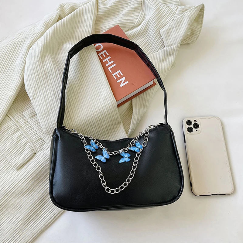 Women Shoulder Bags Butterfly Chain Underarm Bags Ladies Small Hobos