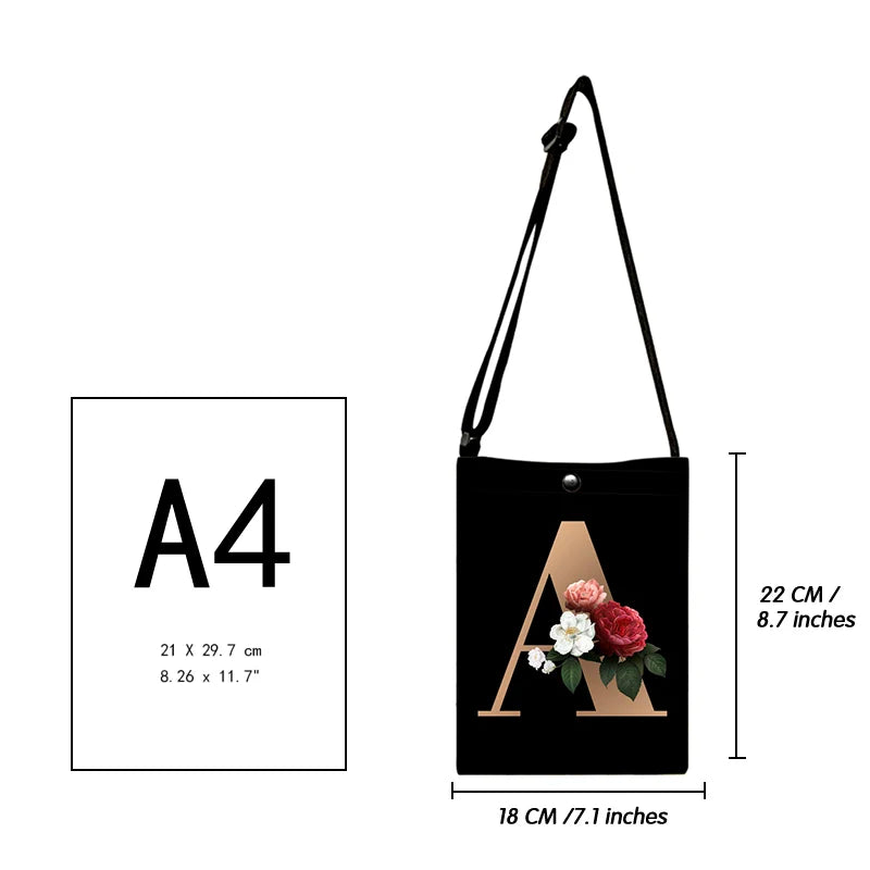 Alphabet Flowers Shoulder Bag for Women