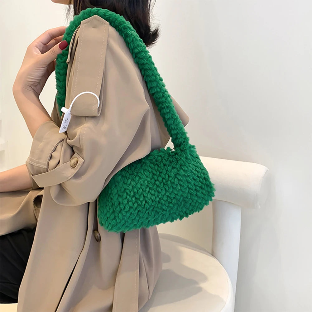 Heart Plush Shoulder Bag for Women