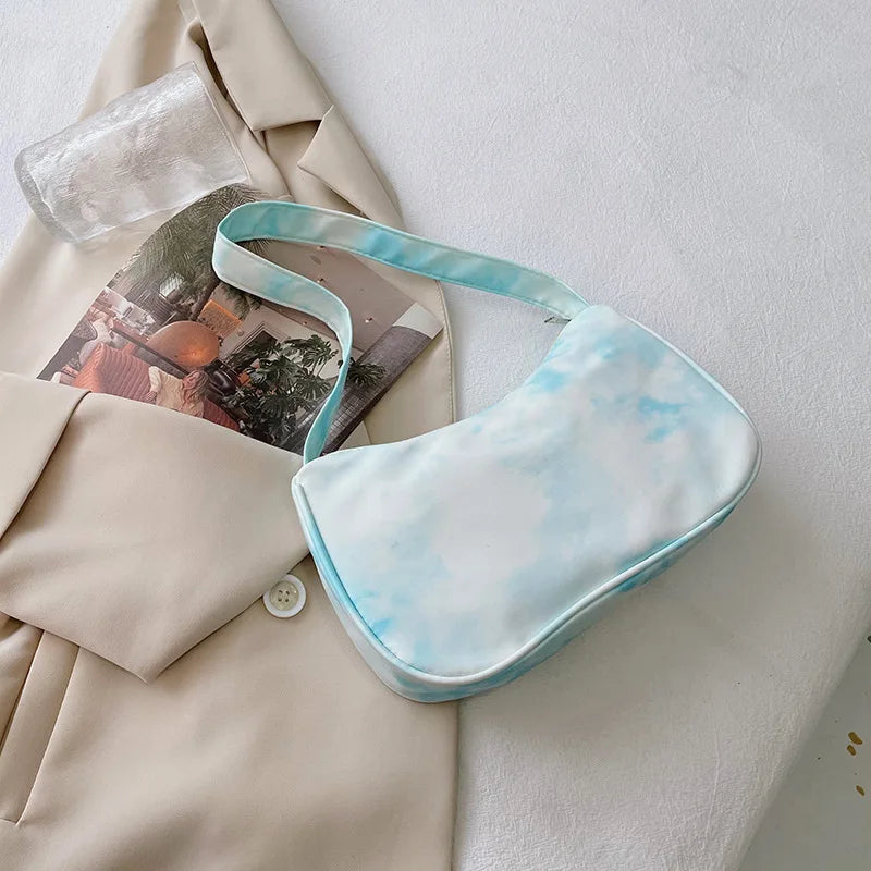 Women Tie Dye Underarm Bag Travel Handbag Casual Small Top-handle Handbag