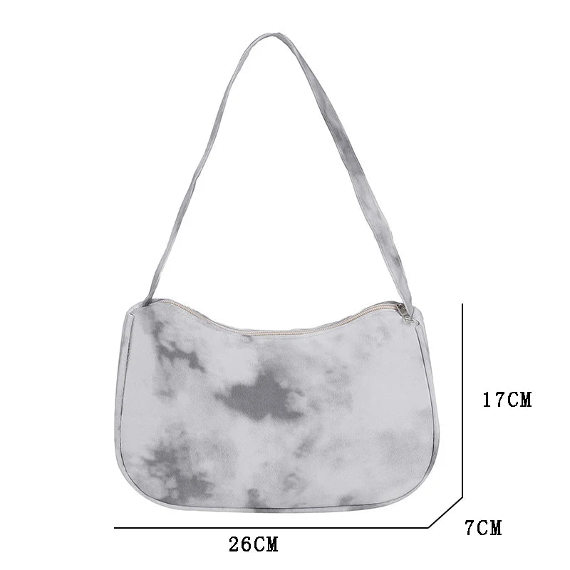 Tie Dye Top-Handle Handbag Women Shoulder Bag Underarm Travel Polyester