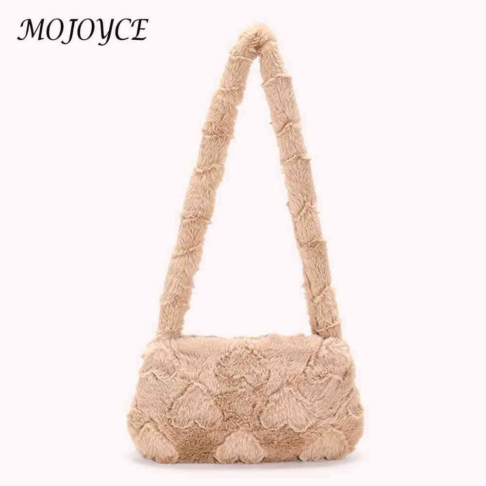 Solid Heart Plush Underarm Totes for Ladies