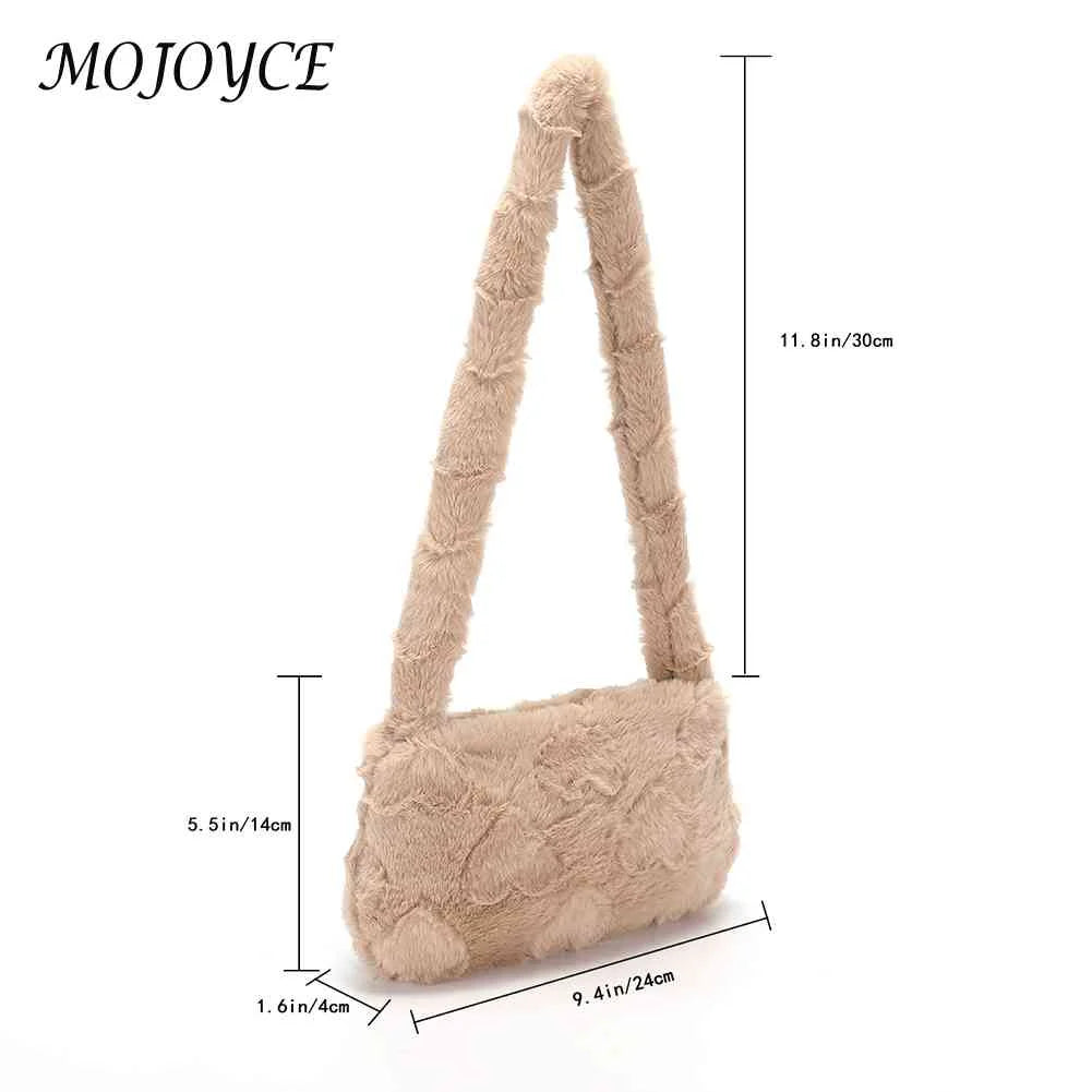Solid Heart Plush Underarm Totes for Ladies