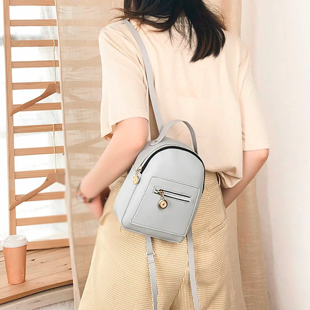 Women Small Backpack Letter Mobile Phone Mini Backpack Women Pu Leather Bags