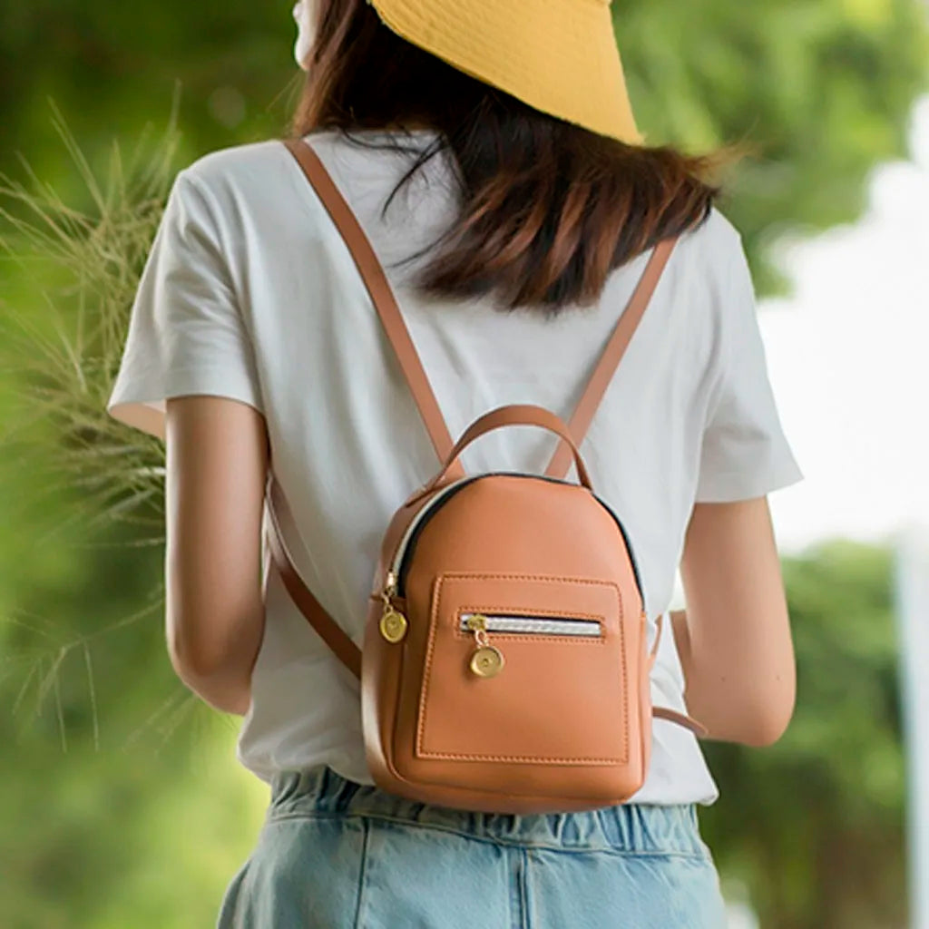 Women Small Bag Backpack Letter Mobile Phone Mini Backpack Women Pu Leather