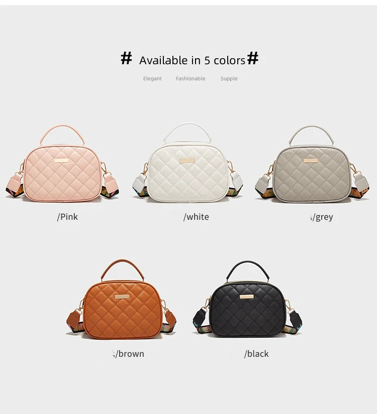 Women Small Messenger Bag Lingge Embroidery Chain Shoulder Bag