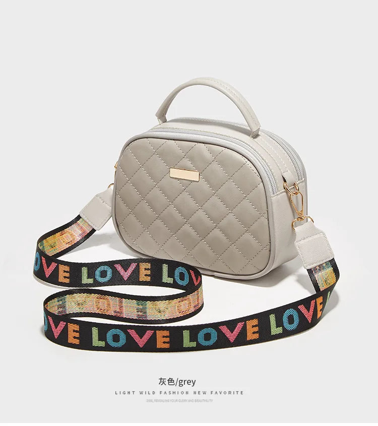 Women Small Messenger Bag Lingge Embroidery Chain Shoulder Bag