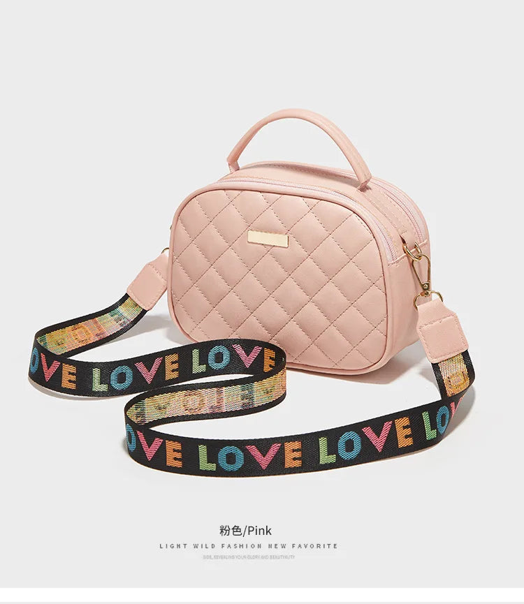 Women Small Messenger Bag Lingge Embroidery Chain Shoulder Bag