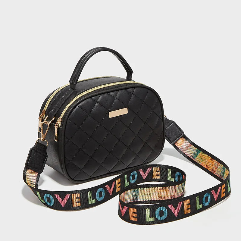 Women Small Messenger Bag Lingge Embroidery Chain Shoulder Bag