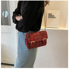 Woolen Small Shoulder Bag Crossbody Chain Handbag