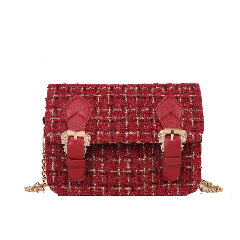Woolen Small Shoulder Bag Crossbody Chain Handbag