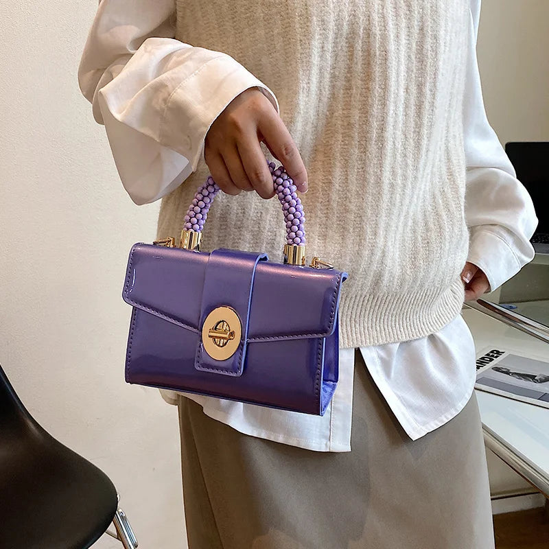 Purple Orange Crossbody Bags Patent Leather Messenger Bag