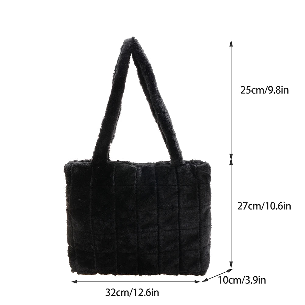 Soft Plush Shoulder Bags Winter Furry Ladies Clutch Purse Handbag