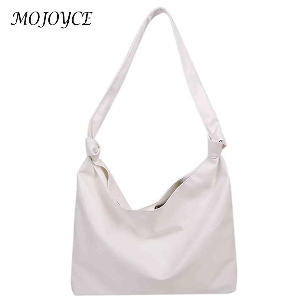 Solid PU Leather Shoulder Bag Large Capacity Shopping Tote
