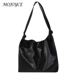 Solid PU Leather Shoulder Bag Large Capacity Shopping Tote