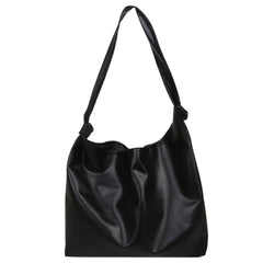 Solid PU Leather Shoulder Bag Large Capacity Shopping Tote