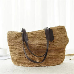 Straw Woven Shoulder Bag Vintage Summer Tote Handbag