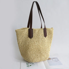 Straw Woven Shoulder Bag Vintage Summer Tote Handbag