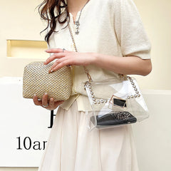 Straw Crossbody Shoulder Bag Beach Rattan Handbag for Women