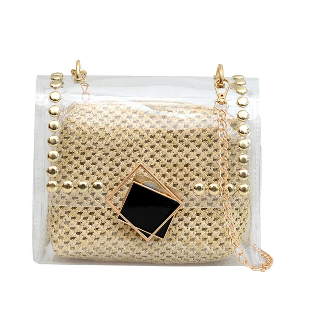 Straw Crossbody Shoulder Bag Beach Rattan Handbag for Women