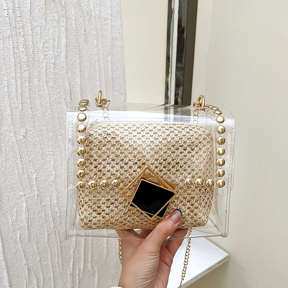 Straw Crossbody Shoulder Bag Beach Rattan Handbag for Women