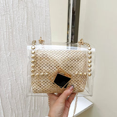 Straw Crossbody Shoulder Bag Beach Rattan Handbag for Women