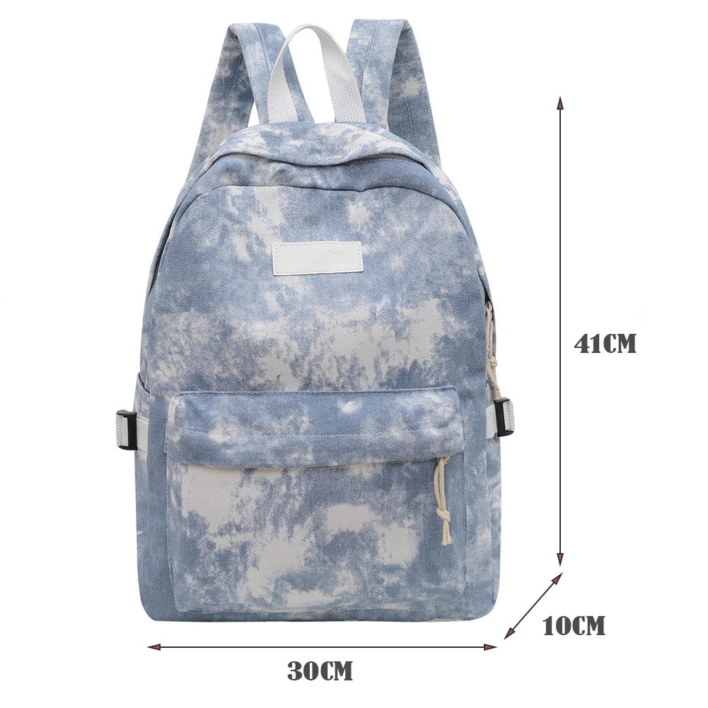 Tie Dye Print Backpack Preppy Style Travel Rucksack