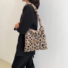 Plush Animal Pattern Hobos Shoulder Bag