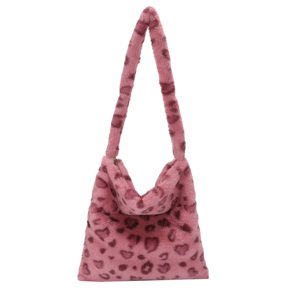 Plush Animal Pattern Hobos Shoulder Bag