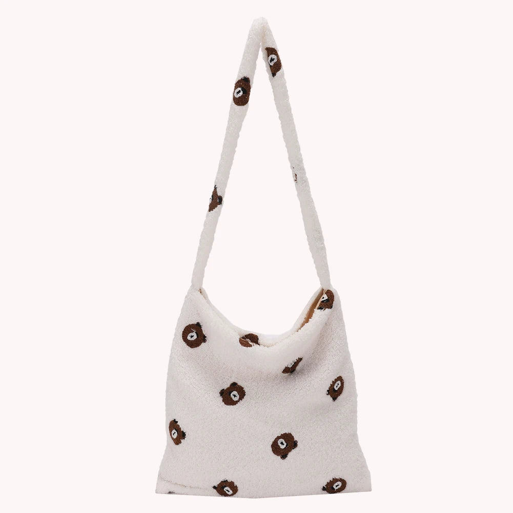 Plush Animal Pattern Hobos Shoulder Bag