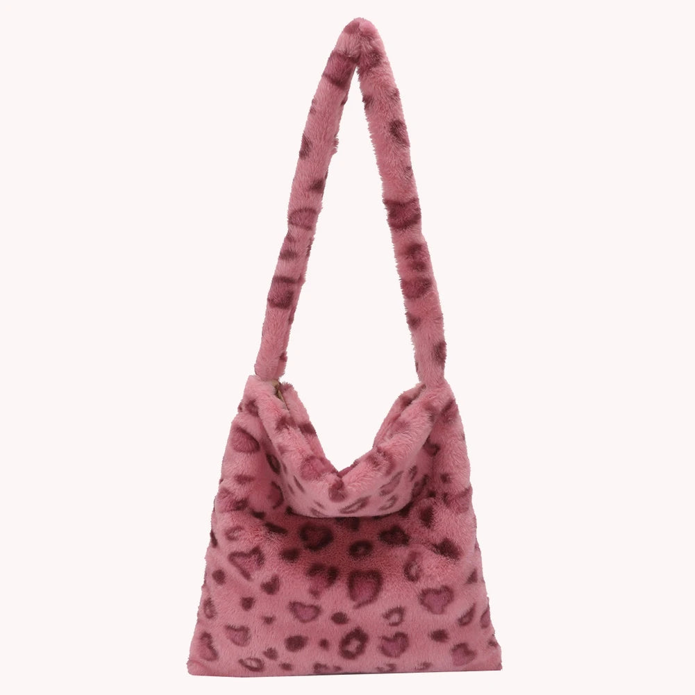 Plush Animal Pattern Hobos Shoulder Bag
