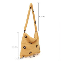Plush Animal Pattern Hobos Shoulder Bag