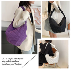 Women Top-handle Handbags Solid Cotton Padded Shoulder Handbags