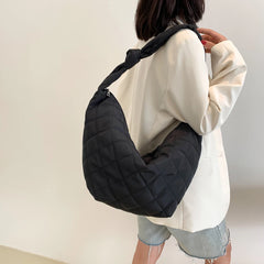 Women Top-handle Handbags Solid Cotton Padded Shoulder Handbags