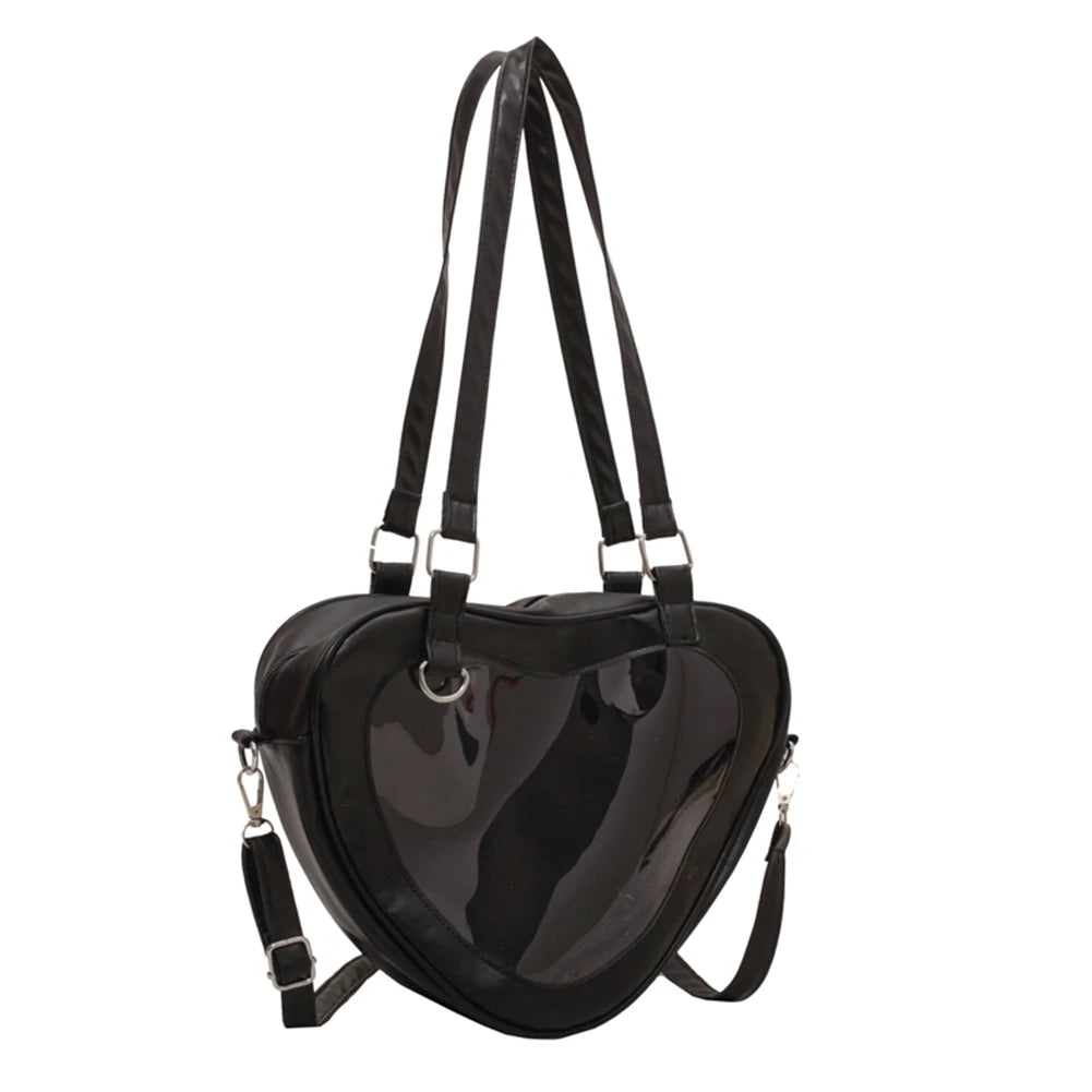 Heart Shaped PVC Transparent Shoulder Bag for Women