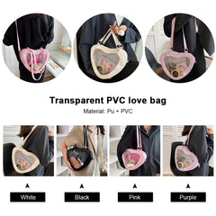 Heart Shaped PVC Transparent Shoulder Bag for Women
