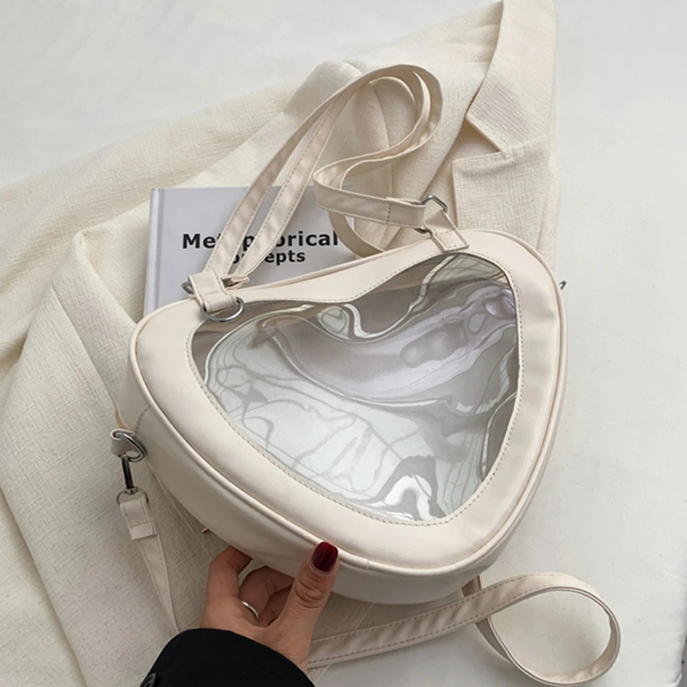 Heart Shaped PVC Transparent Shoulder Bag for Women