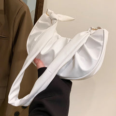 Women Underarm Bag PU Leather Cloud Pleated Ladies Casual Purse