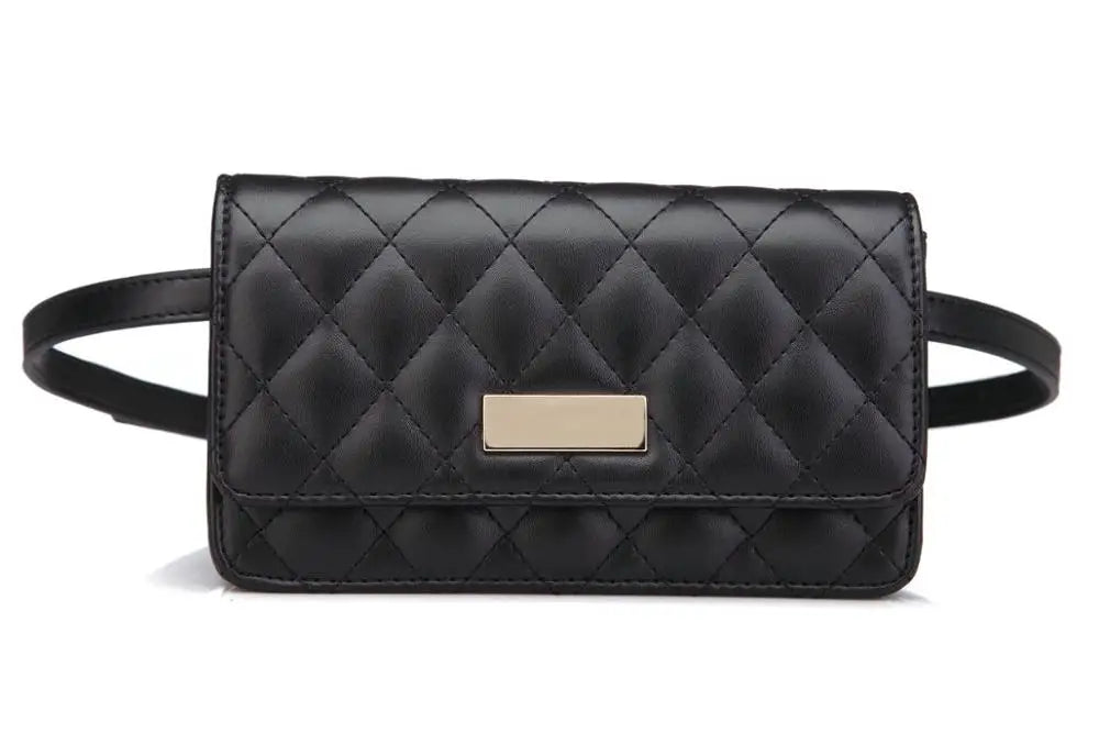 Women Waist Bags Classic Lattice Belt Bag High PU Leather Fanny Pack