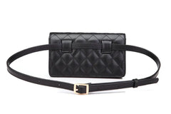 Women Waist Bags Classic Lattice Belt Bag High PU Leather Fanny Pack
